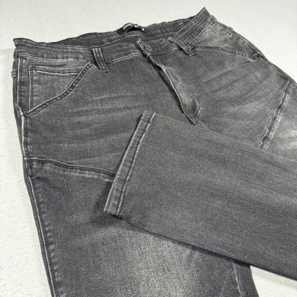 Kenneth Cole New York Mens Slim Fit Moto Paneled Jeans Dark Wash Black Grey